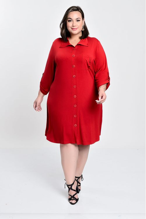 Vestido Chemise Terracota em Viscolycra Plus Size