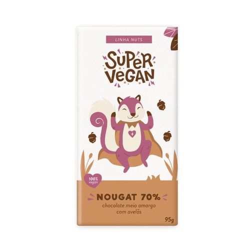 Barra de Chocolate Nougat 70% Cacau Super Vegan 95g