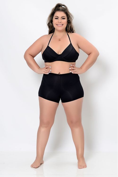 Shorts de Praia Elástico na Cintura Plus Size