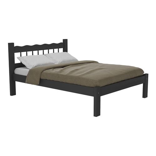 Cama Casal Madeira Maciça para Colchão 128/138X188cm Capri Multimóveis CR4140 Preta