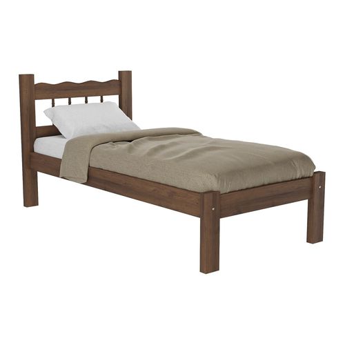 Cama Solteiro Madeira Maciça para Colchão 78/88 x 188cm Madri Multimóveis CR4141 Imbuia