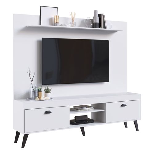 Rack com Painel Retrô TV 70" 2 Portas Multimóveis CR45194 Branco