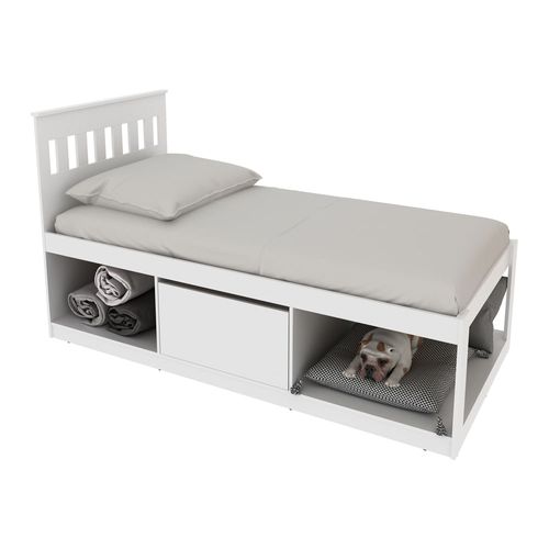 Cama Solteiro com 1 Porta e Nichos Espaço Pet Multimóveis CR40112 Branco