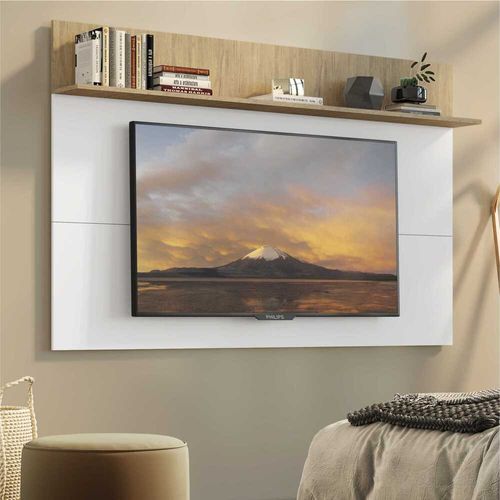 Painel para TV até 65" com Prateleira Amsterdã Plus Multimóveis Branco/Rustic