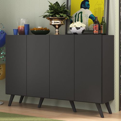 Aparador Buffet 4 Portas Retrô Alemanha Multimóveis BR3556 Preto