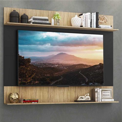 Painel com Suporte TV 65" e Prateleiras Amsterdã Classic Multimóveis Preto/Rustic