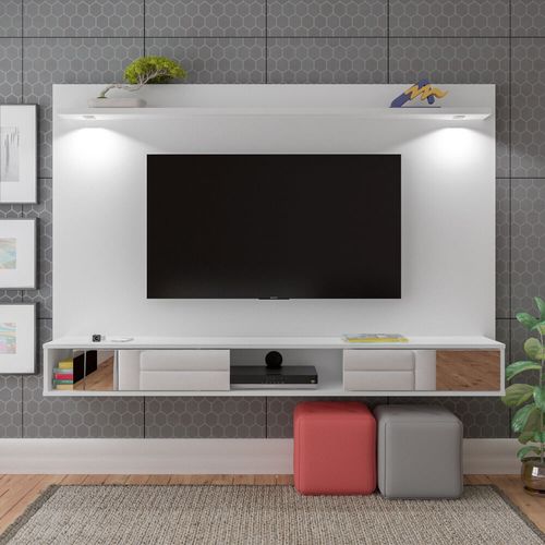 Painel com Suporte TV 65" e Leds Multimóveis CR45163 Branco