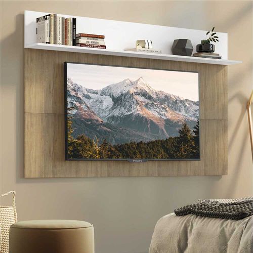 Painel para TV até 65" com Prateleira Amsterdã Plus Multimóveis Rustic/Branco