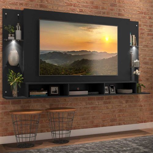 Painel com Suporte TV 65" e 2 Leds Vegas Premium Multimóveis Preto