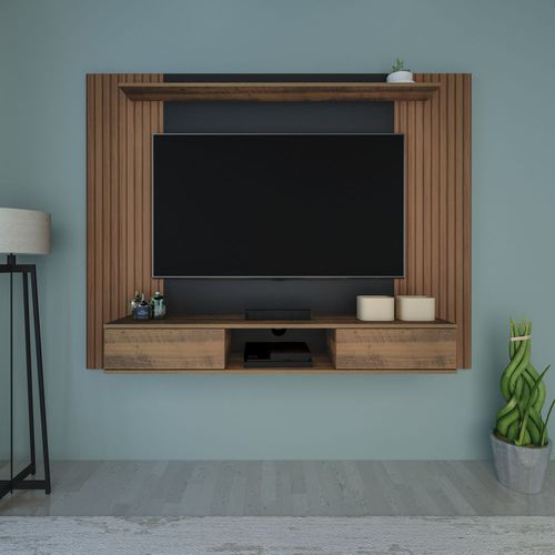 Painel com Suporte TV 75" e 1 Porta Multimóveis CR45162 Pinho/Preto