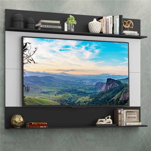 Painel TV 65" com Prateleiras Amsterdã Classic Multimóveis Branco/Preto