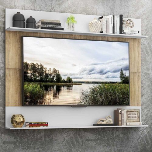 Painel com Suporte TV 65" e Prateleiras Amsterdã Classic Multimóveis Rustic/Branco