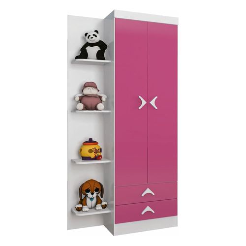 Guarda-Roupas Infantil 2 Portas 2 Gavetas Multimóveis CR40106 Branco/Rosa