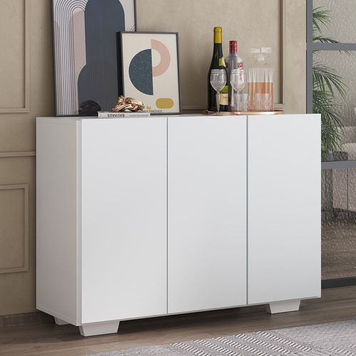 Aparador Buffet 3 Portas com Pés Quadrados Veneza Multimóveis MP1010 Branco