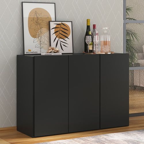 Aparador Buffet 3 Portas Veneza Multimóveis MP1007 Preto