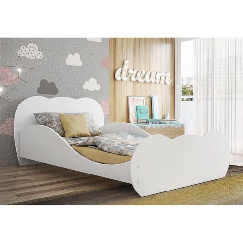 Cama Solteiro para colchão 88 x 188 cm 100% MDF Safira Multimóveis Branca