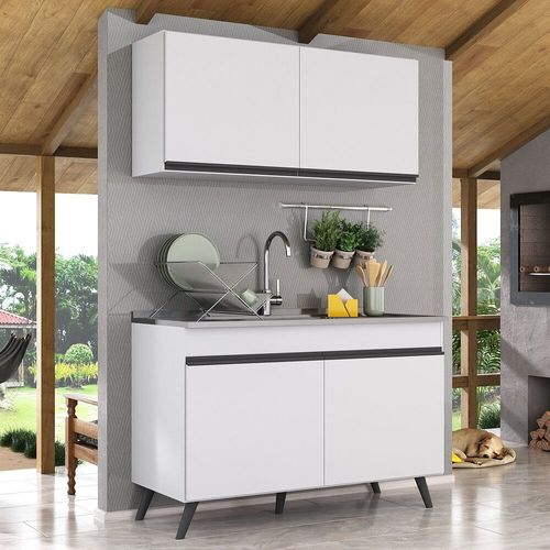 Armário de Cozinha Compacta 2 peças Veneza Multimóveis MP2141.964 Branco/Preto