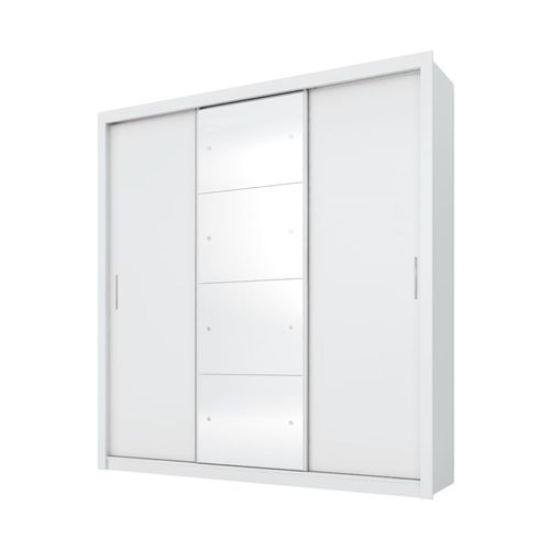 Guarda-Roupas Casal 3 Portas de Correr 2 Gavetas e Espelho Multimóveis CR35197 Branco