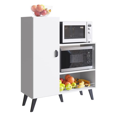 Balcão Retrô para Forno e Microondas com Fruteira Multimóveis CR20095 Branco