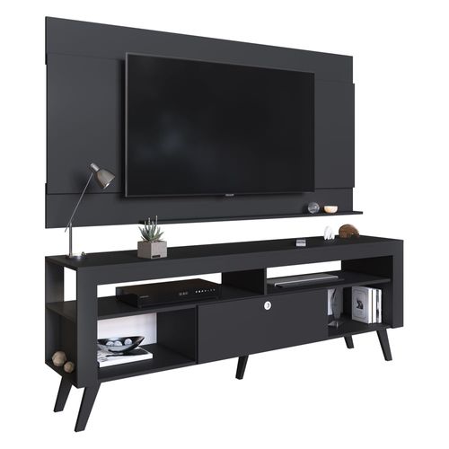 Rack com Painel Retrô TV 70" 1 Gaveta Multimóveis CR45197 Preto