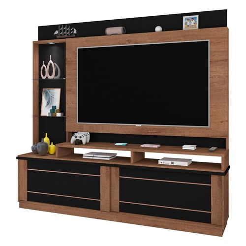 Rack com Painel TV até 70" com 2 Portas Multimóveis CR45214 Freijó Rústico/Preto