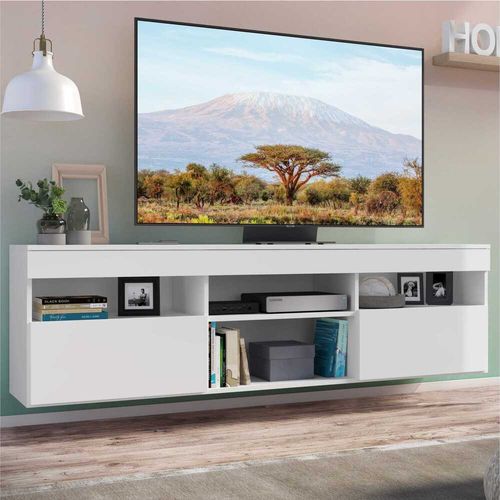 Rack TV 65" Suspenso com 2 Portas Paris Multimóveis Branco