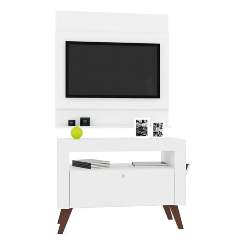 Rack com Painel Retrô TV 36" 1 Gaveta Multimóveis CR45195 Branco