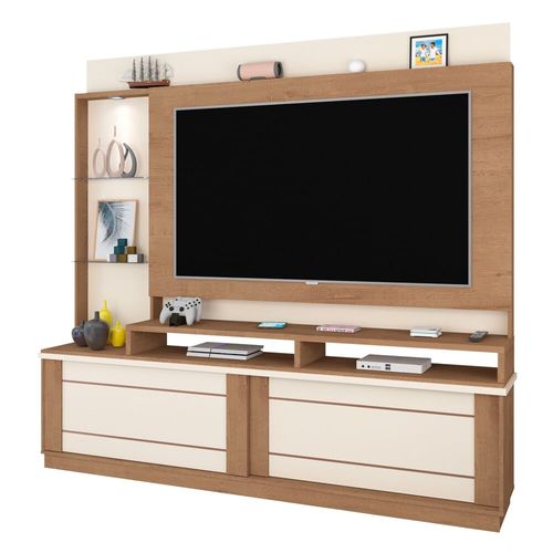 Rack com Painel TV até 70" com 2 Portas Multimóveis CR45214 Canelato Rústico/Natura Off White