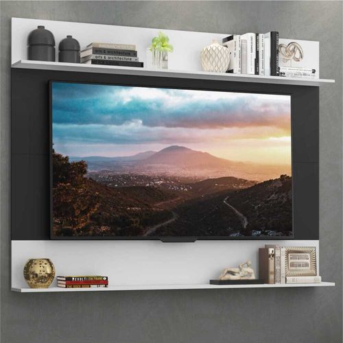 Painel TV 65" com Prateleiras Amsterdã Classic Multimóveis Preto/Branco