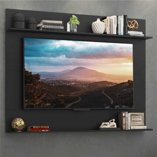 Painel com Suporte TV 65" e Prateleiras Amsterdã Classic Multimóveis Preto