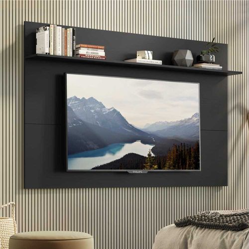 Painel para TV até 65" com Prateleira Amsterdã Plus Multimóveis Preto