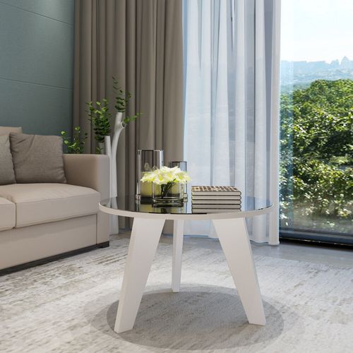 Mesa de Centro Retrô com Espelho 59cm Multimóveis CR45143 Off White