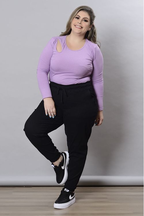 Calça Preta Jogger com Elastano Plus Size