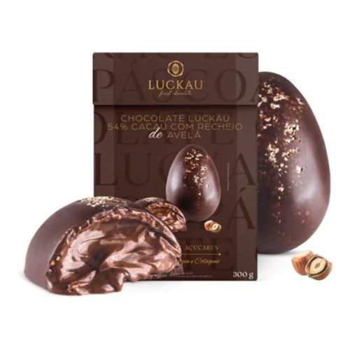 Ovo de Páscoa Chocolate Belga 54% recheio Creme de Avelã Luckau 300g