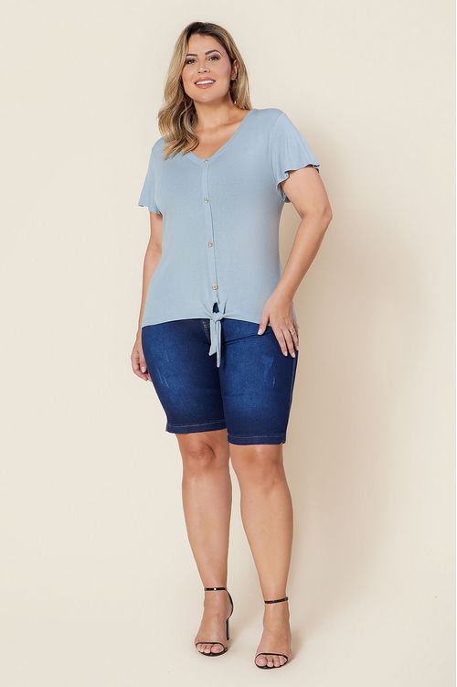 Bermuda Jeans com Elastano Plus Size