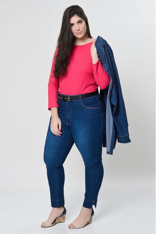 Calça Cigarrete Jeans com Elastano Plus Size