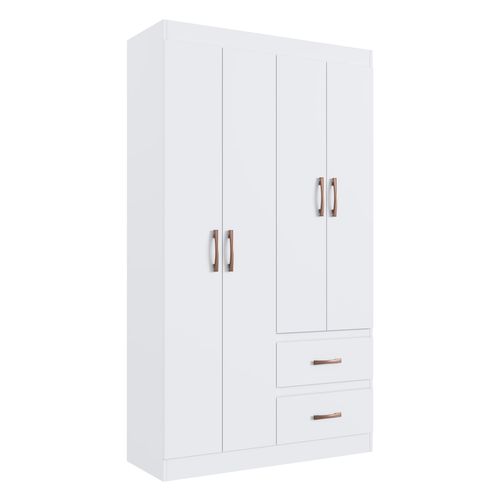 Guarda-Roupas Solteiro 4 Portas e 2 Gavetas Multimóveis CR35209 Branco