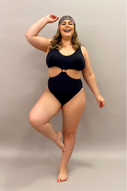 Maiô Preto Engana Mamãe com Bojo Plus Size