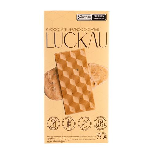 Barra Chocolate Branco Cookies Luckau 75g