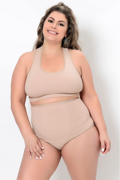 Calcinha Nude Modeladora Cós Alto Plus Size