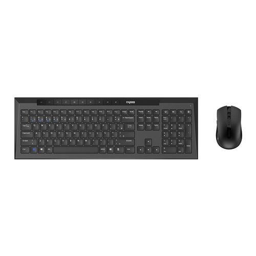 Kit Rapoo Teclado e Mouse Sem Fio Bt+2.4Ghz Preto 5 Anos de Garantia 8200M - RA038OUT [Reembalado]