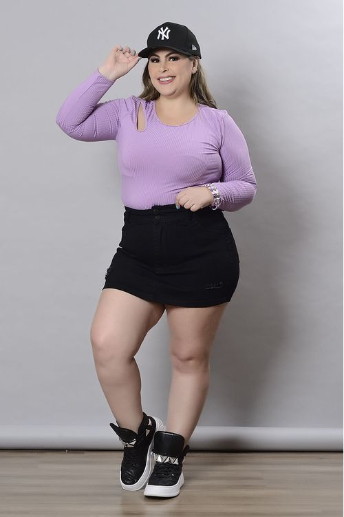 Shorts Saia com Elastano Destroyed Plus Size