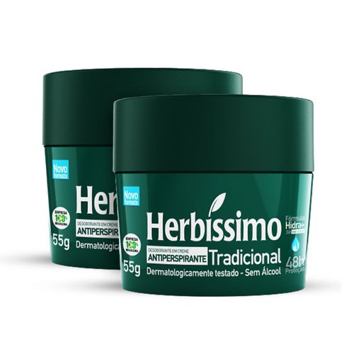 Kit Desodorante Creme Antitranspirante Tradicional Herbissimo 55G - 2 unidades