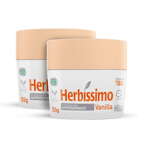 Kit Desodorante Creme Antitranspirante Vanilla Herbissimo 55G Copy - 2 unidades