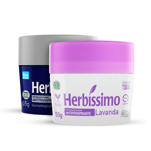 Kit Desodorante Creme Antitranspirante Lavanda e Cedro Herbissimo 55G - 2 unidades