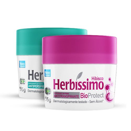 Kit Desodorante Creme Antitranspirante Neutro e Hibisco Herbissimo 55G - 2 unidades