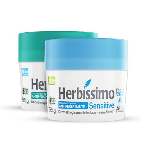 Kit Desodorante Creme Antitranspirante Sensitive e Neutro Herbissimo 55G - 2