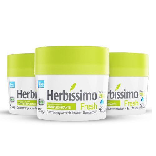 Kit Desodorante Creme Antitranspirante Fresh Herbissimo 55G - 3 unidades