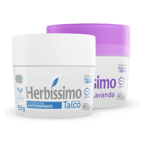 Kit Desodorante Creme Antitranspirante Herbissimo 55G Talco e Lavanda - 2 unidades