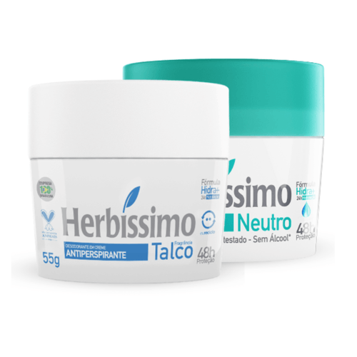 Kit Desodorante Creme Antitranspirante Herbissimo 55G Talco e Neutro - 2 unidades